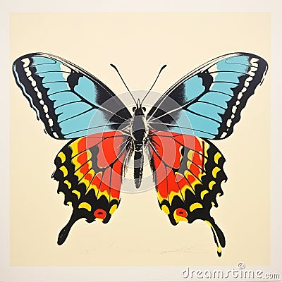 Bold Lithographic Butterfly In The Style Of Martin Creed Stock Photo