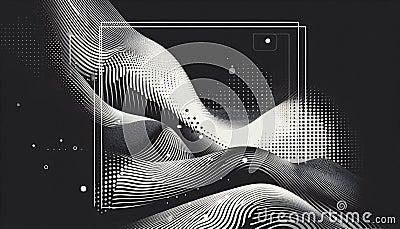 Bold Monochrome Waves: High-Resolution Halftone Patterns with Sharp Lines for Modern Design Stock Photo