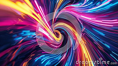 Bold neon lines intersect and swirl in a chaotic yet harmonious explosion of color Stock Photo