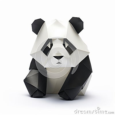 Bold Origami Panda: A Stunning Uhd Image In The Style Of John Wilhelm Stock Photo