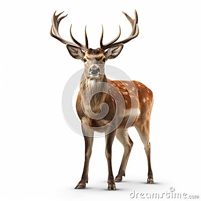 Bold And Photorealistic: A Red Deer Stands Alone In Unreal Engine Stock Photo