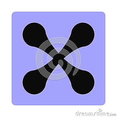 Bold print of cross figure on Brutalism icon. Brutalist design element, close button. Abstract Geometric shape, symbol Vector Illustration