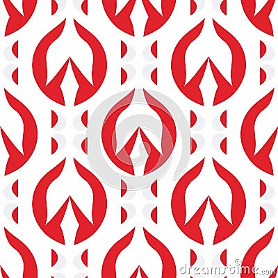 Bold Red And White Pattern On White Background With Eastern-inspired Motifs Stock Photo