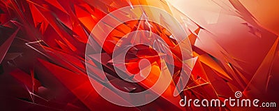 Bold scarlet abstract backdrop with sharp, angular shapes and lines, creating a dynamic and Stock Photo