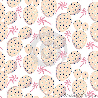 Bold soft pink cactus vector seamless pattern texture. Vector Illustration