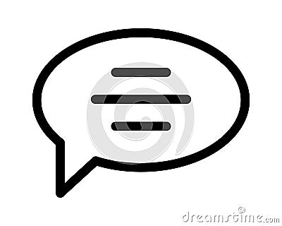 Bold speech bubble icon with three horizontal lines, perfect for communication, messaging, or UI design. Clean, minimalist style Vector Illustration