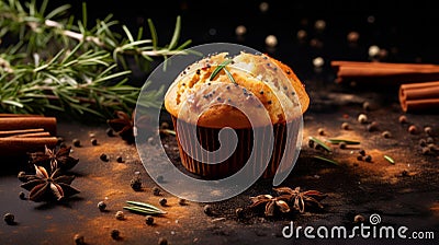 Bold And Spicy Muffin On Dark Background Stock Photo