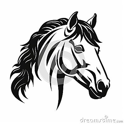 Bold Stencil Horse Head Illustration On White Background Stock Photo