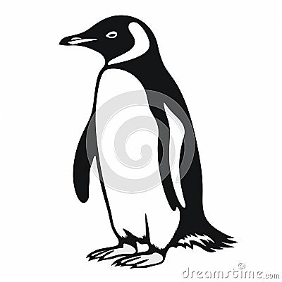 Bold Stencil Penguin Clip Art On White Background Stock Photo