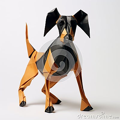 Bold And Striking Modern Origami Dog Sculpture Stock Photo