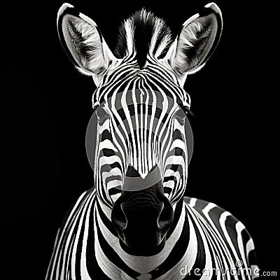 Bold And Striking: A Symmetrical Composition Of A Black And White Zebra Stock Photo