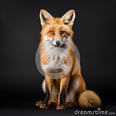 Bold And Symmetrical: Captivating Portrait Of A Red Fox In A Studio Stock Photo