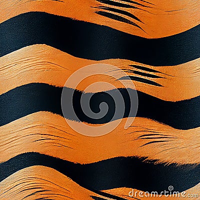 Bold tiger fur stripes seamless pattern illustration. Generative AI Cartoon Illustration