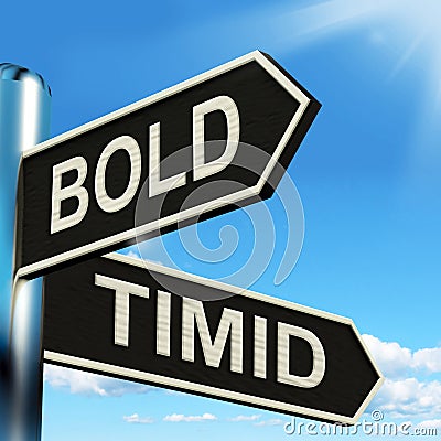 Bold Timid Signpost Shows Extroverted And Shy Stock Photo