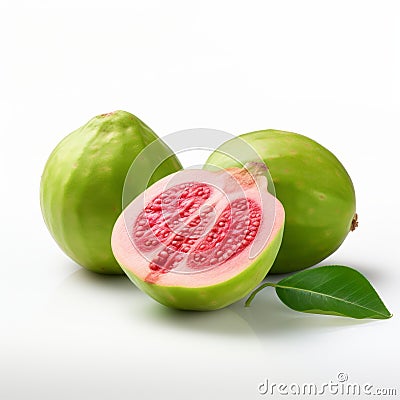Bold And Vibrant Guava Artwork On White Surface Stock Photo