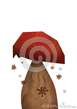 Boletus Edulis Mushroom Cartoon Illustration