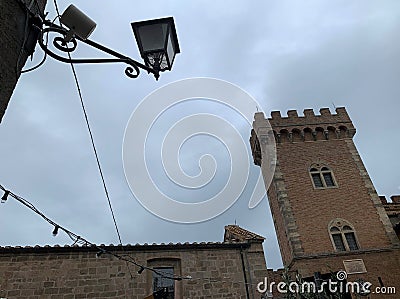 Bolgheri, Livorno, Italy. The Bolgheri Castle with tower, view Editorial Stock Photo