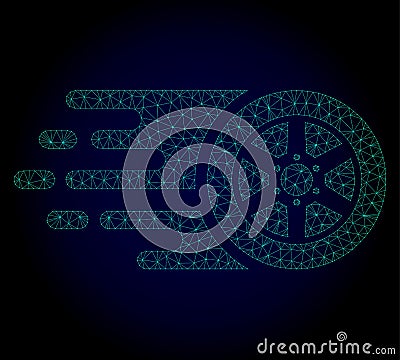 Bolide Car Wheel Polygonal Frame Vector Mesh Illustration Vector Illustration