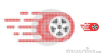 Bolide Wheel Halftone Dot Icon Vector Illustration