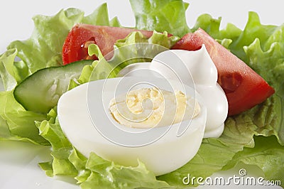 Bolied egg and salad Stock Photo