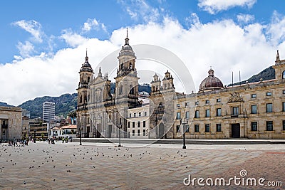 Bolivar Square and Cathedral - Bogota, Colombia Stock Photo