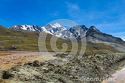 Bolivia Andes snow covered mountains Stock Photo