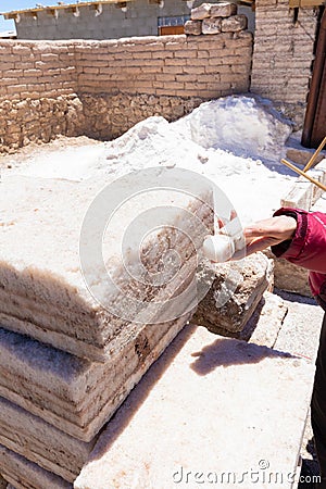 Bolivia Colchani blocks of salt Editorial Stock Photo