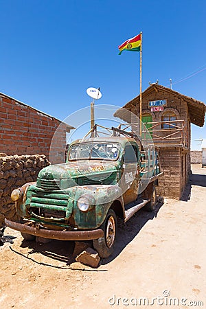 Bolivia Colchani old rusty van Editorial Stock Photo