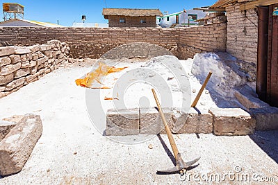 Bolivia Colchani place of salt processing Editorial Stock Photo