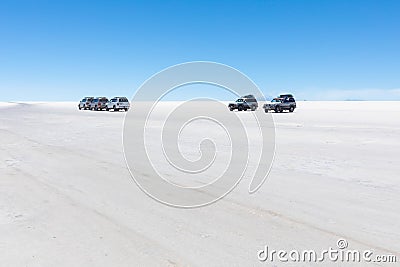 Bolivia Colchani 4x4 in Salar of Uyuni Editorial Stock Photo