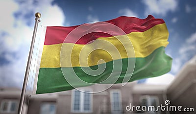 Bolivia Flag 3D Rendering on Blue Sky Building Background Stock Photo