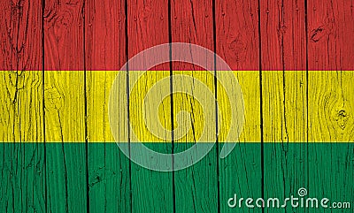 Bolivia Flag Over Wood Planks Stock Photo