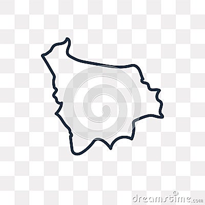 Bolivia map vector icon isolated on transparent background, line Vector Illustration