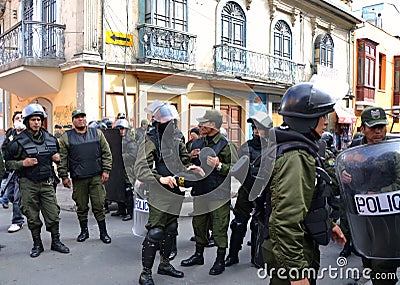 Bolivian Riot Police Editorial Stock Photo