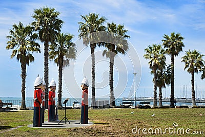 Bollards in Geelong, Australia Editorial Stock Photo