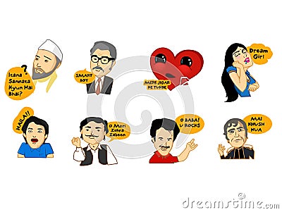 Bollywood style emoticons- Hindi Dialogue Stock Photo