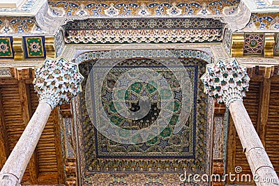 Bolo Haouz mosque side view.Mosque in Uzbekistan Bukhara city. Ancient building in Central Asia. Editorial Stock Photo