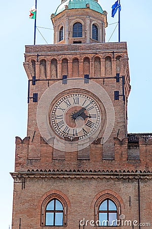 Bologna Clock Tower Stock Photo