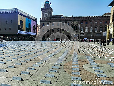 Bologna, Italy - Covid-19 memory's day 13 March 2022 Editorial Stock Photo