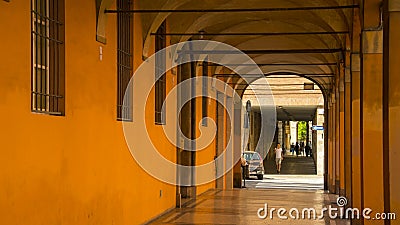 Bologna, Italy famous for the porticoes streets with collonades Editorial Stock Photo