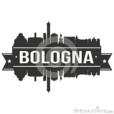 Bologna Italy Italia Euro Europe Icon Vector Art Design Skyline Flat City Silhouette Editable Template Vector Illustration