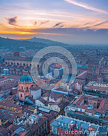 Bologna Italy Torre Asinelli Two towers Stock Photo