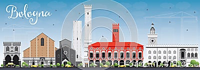 Bologna Skyline with Landmarks and Blue Sky. Stock Photo