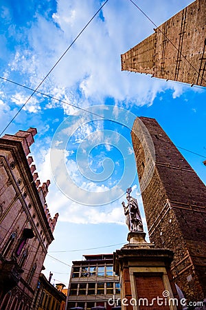 Bologna towers and Chiesa di San Bartolomeo. Bologna, Italy Stock Photo