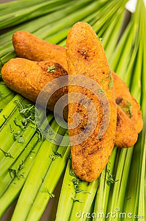Bolon an ecuadorian typical food on a green leaf Stock Photo