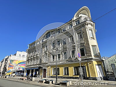 Moscow, Russia, March, 03, 2024.12 Bolshaya Dmitrovka Street, building 1, built in 1830. Apartment house of Zhivago Editorial Stock Photo