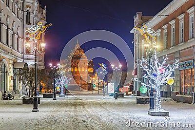 Bolshaya Pokrovskaya Street in Nizhny Novgorod Editorial Stock Photo