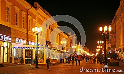 Bolshaya Pokrovskaya street in September Editorial Stock Photo