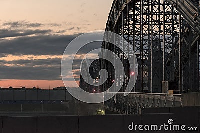 Bolsheokhtinsky bridge at dawn Stock Photo