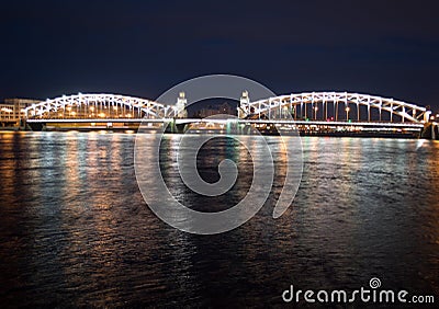 Bolsheokhtinsky bridge in the night Stock Photo